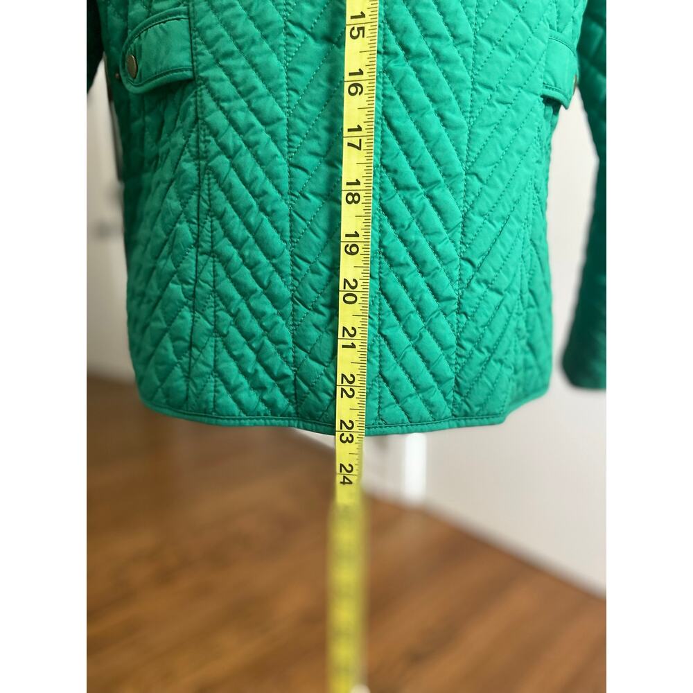 Talbots petite green quilted long sleeve jacket with plaid lining - Picture 8 of 10